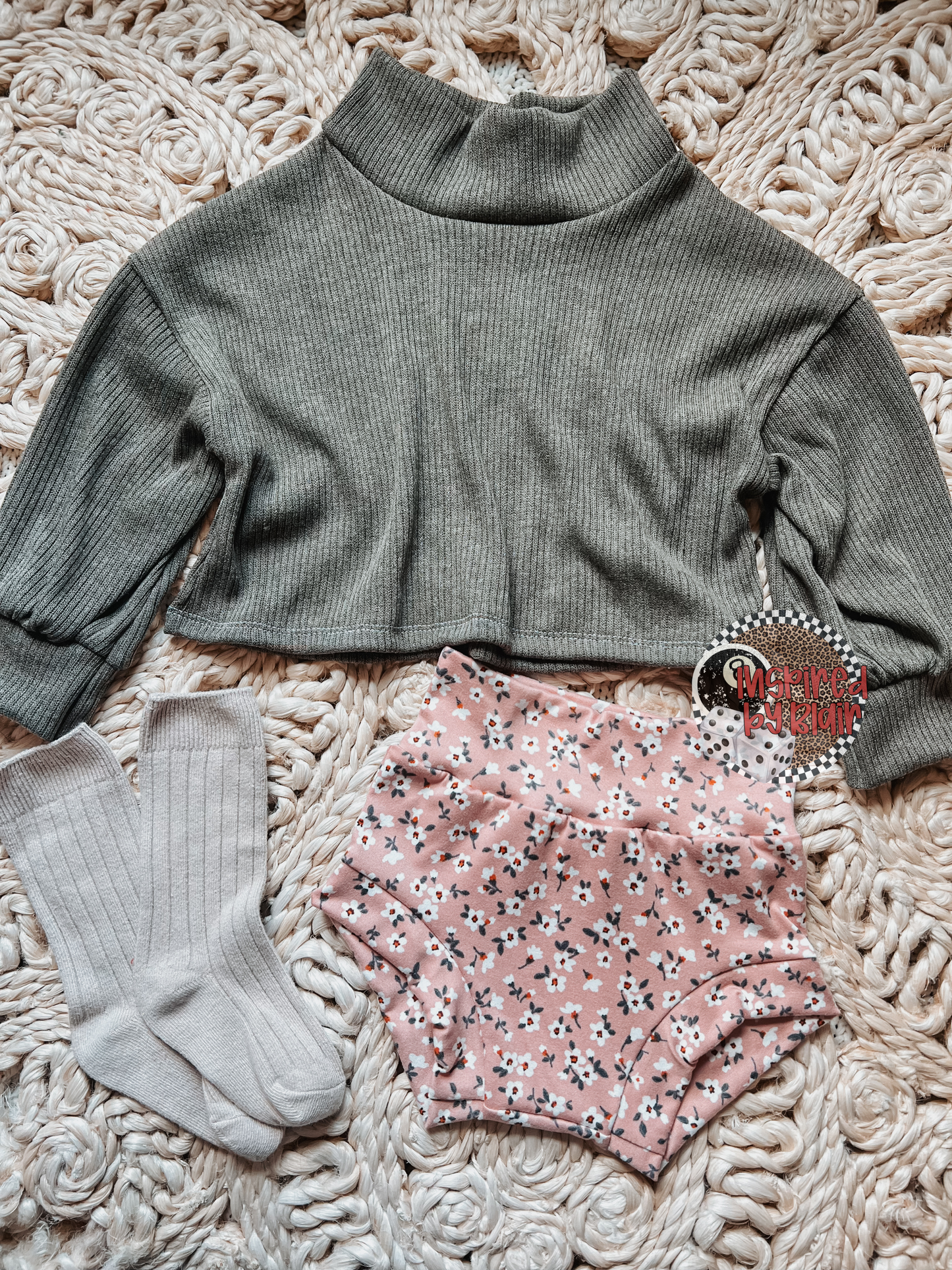 12/18m mock neck sweater + bummies