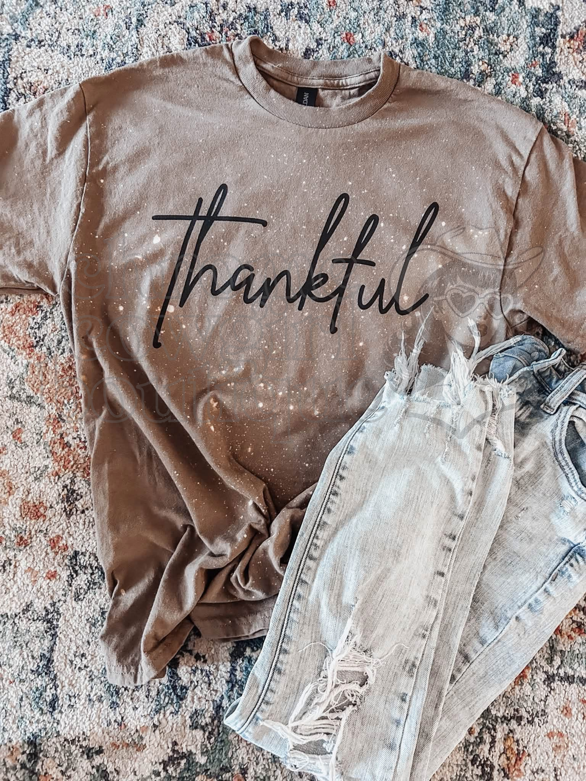 Thankful tee (bleach spattered)