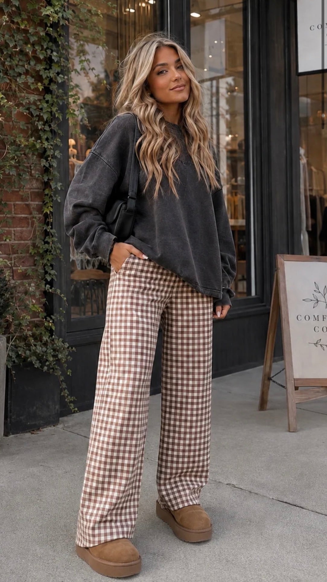 Brown gingham pants  (mama & mini) (Copy)