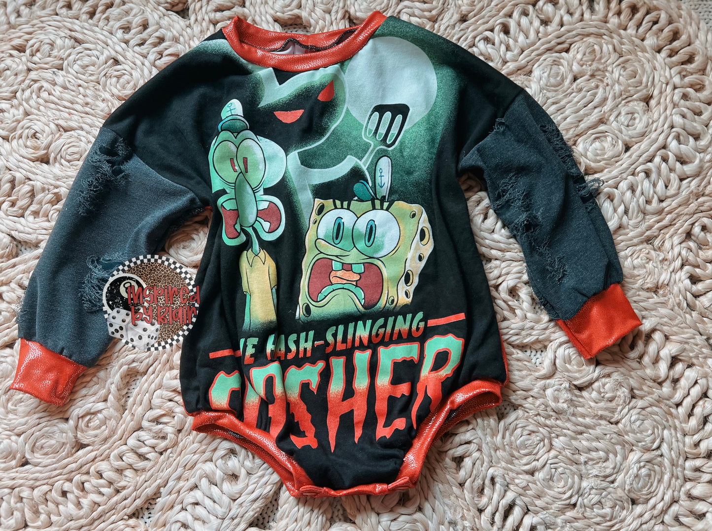 3t upcycle sweater romper w/ snaps
