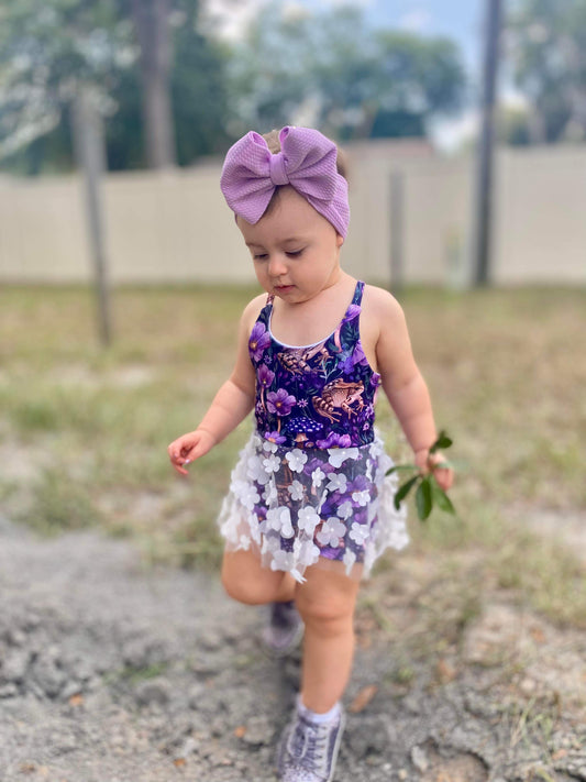 Cross back strap skirted Brielle romper
