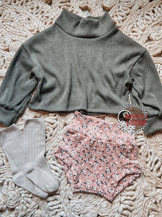 12/18m mock neck sweater + bummies