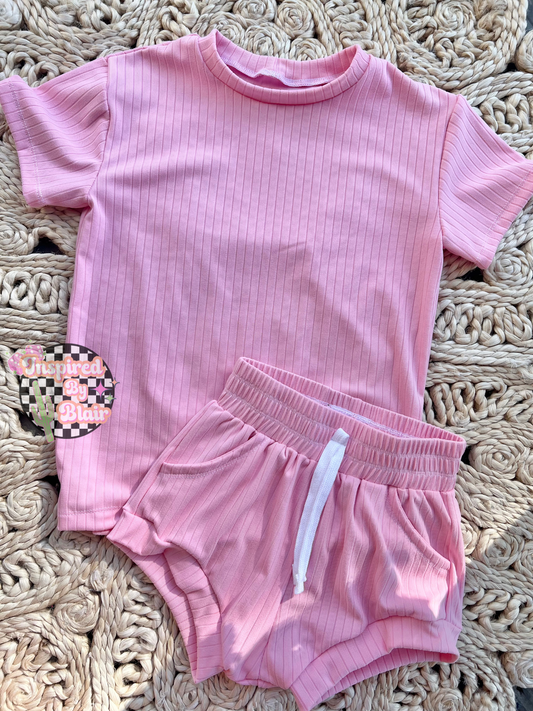 RTS 6/7y lounge tee & pocket shorties (LIGHT PINK)