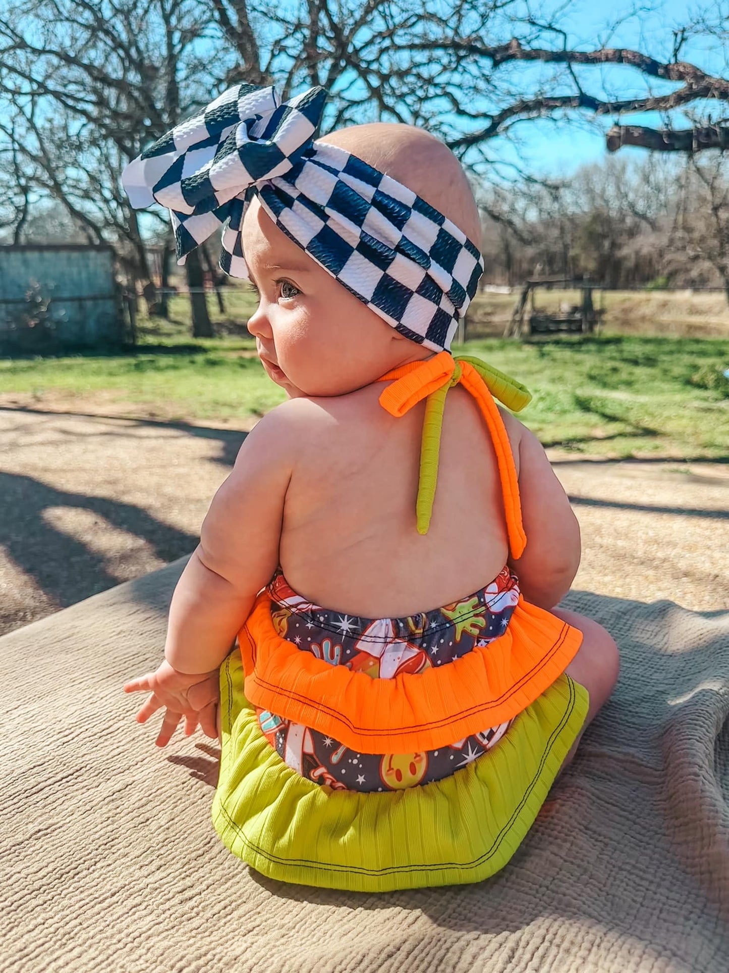 Custom Ruffle Bum Halter Romper
